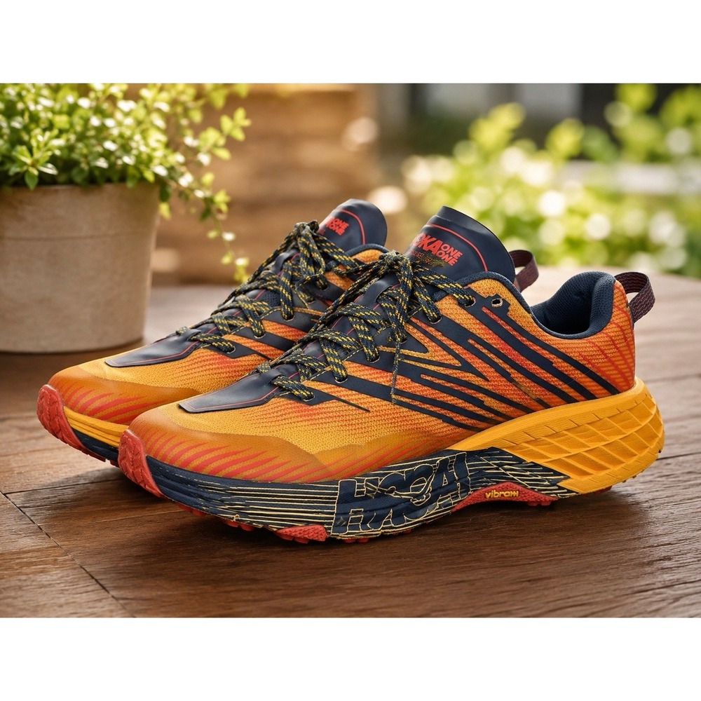 Hoka One One Speedgoat 4 Men's Trail Shoes Orange/Blue US 8 Medium MPN 1106526